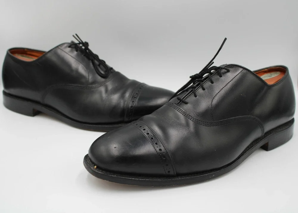 Size 11.5 - Allen Edmonds Byron Cap-Toe Black Leather Oxford Dress Shoe